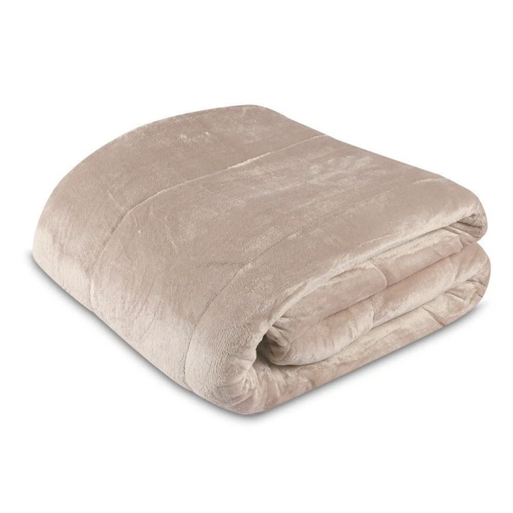 Edredom Casal 100% Poliéster Plush Provence Havan Casa - Bege