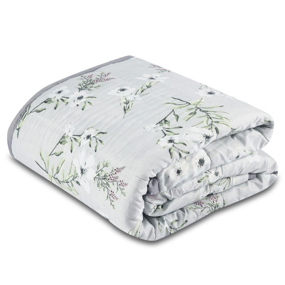 Edredom Casal Plush E Dupla Face Napoli Havan Casa - Floral Cinza