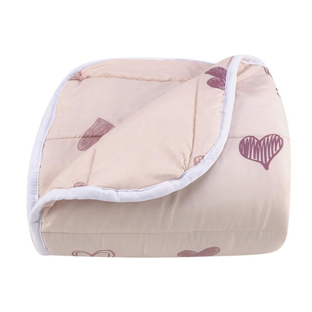 Edredom Casal Microfibra 100% Poliéster Kids Solecasa - Coração Rosa