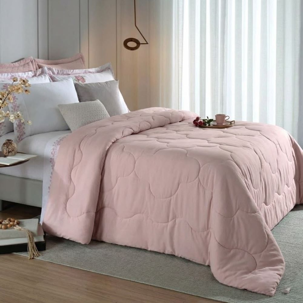Edredom King 100% Poliéster Elegance Havan Casa - Rosa Tule