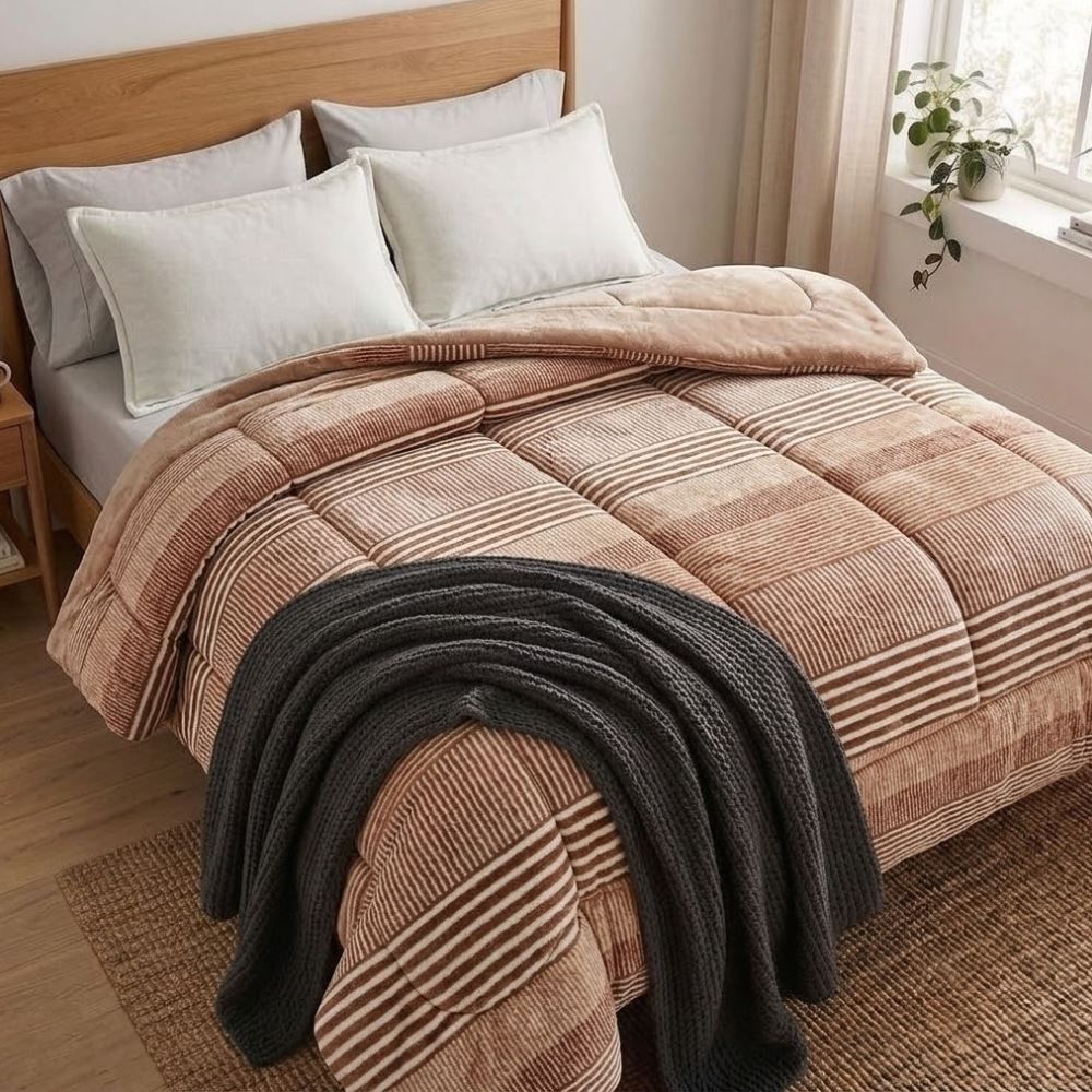 Edredom King Plush Inove Provence Havan Casa - Caio Geo Bege