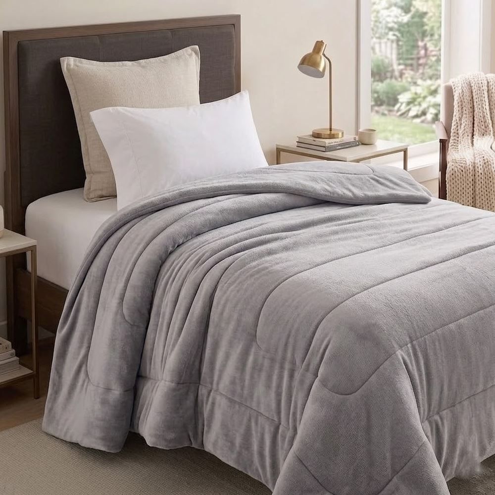 Edredom Provence Liso Solteiro 1,60M X 2,20 m - Cinza