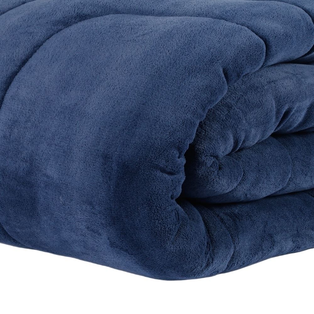 Edredom Provence Liso Solteiro 1,60M X 2,20 m - Azul Mariner