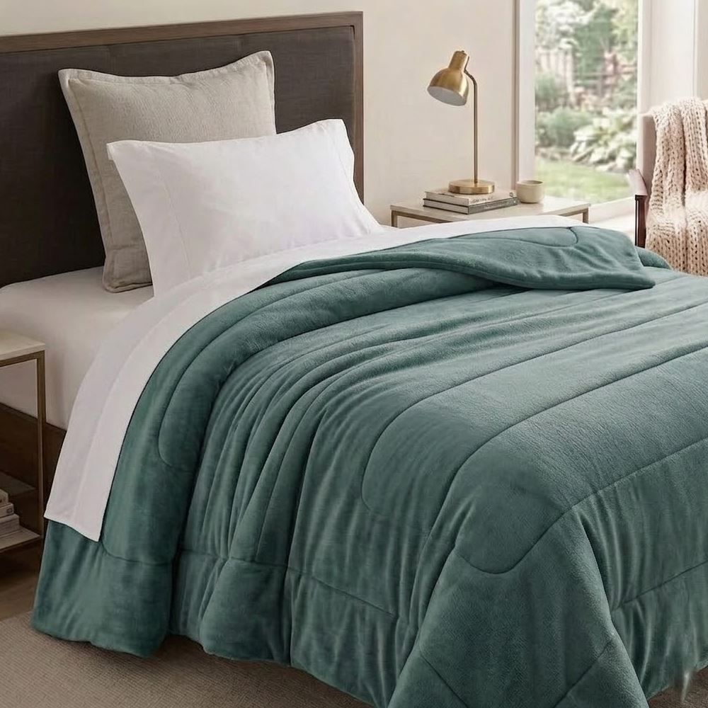 Edredom Provence Liso Solteiro 1,60M X 2,20 m - Verde