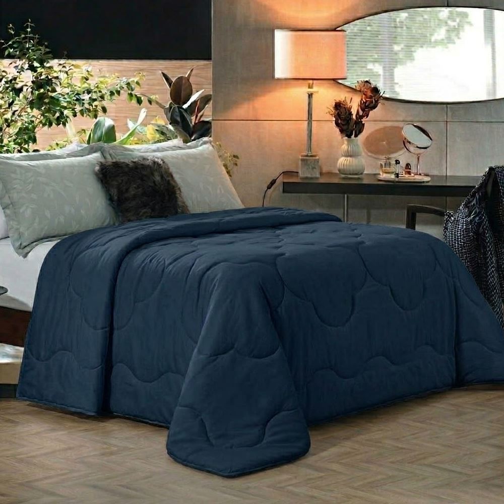 Edredom Queen 100% Poliéster Elegance Havan Casa - Azul Oceano