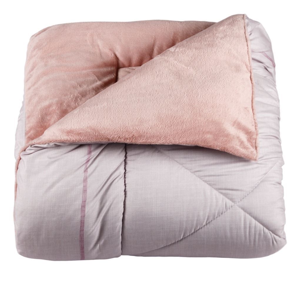 Edredom Queen Dupla Face Plush Versátile Havan Casa - Cecilia Floral Rosa