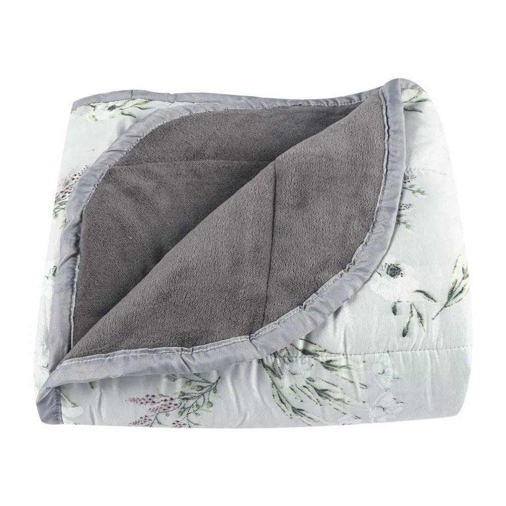 Edredom Queen Plush E Dupla Face Napoli Havan Casa - Floral Cinza