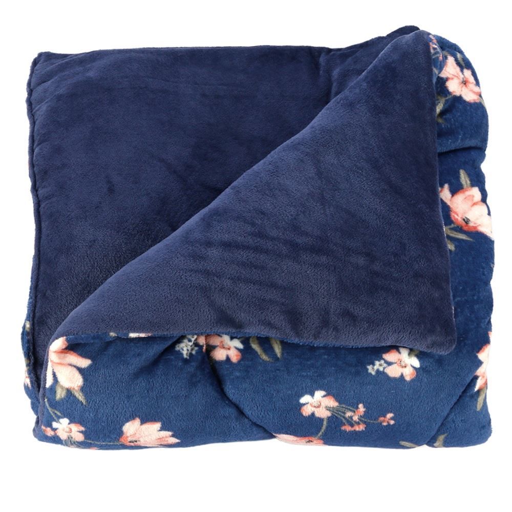 Edredom Queen Plush Inove Provence Havan Casa - Zoe Floral Azul