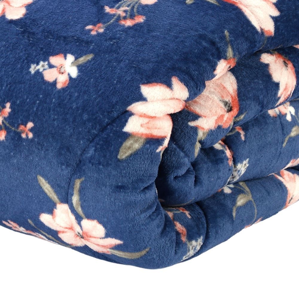 Edredom Queen Plush Inove Provence Havan Casa - Zoe Floral Azul