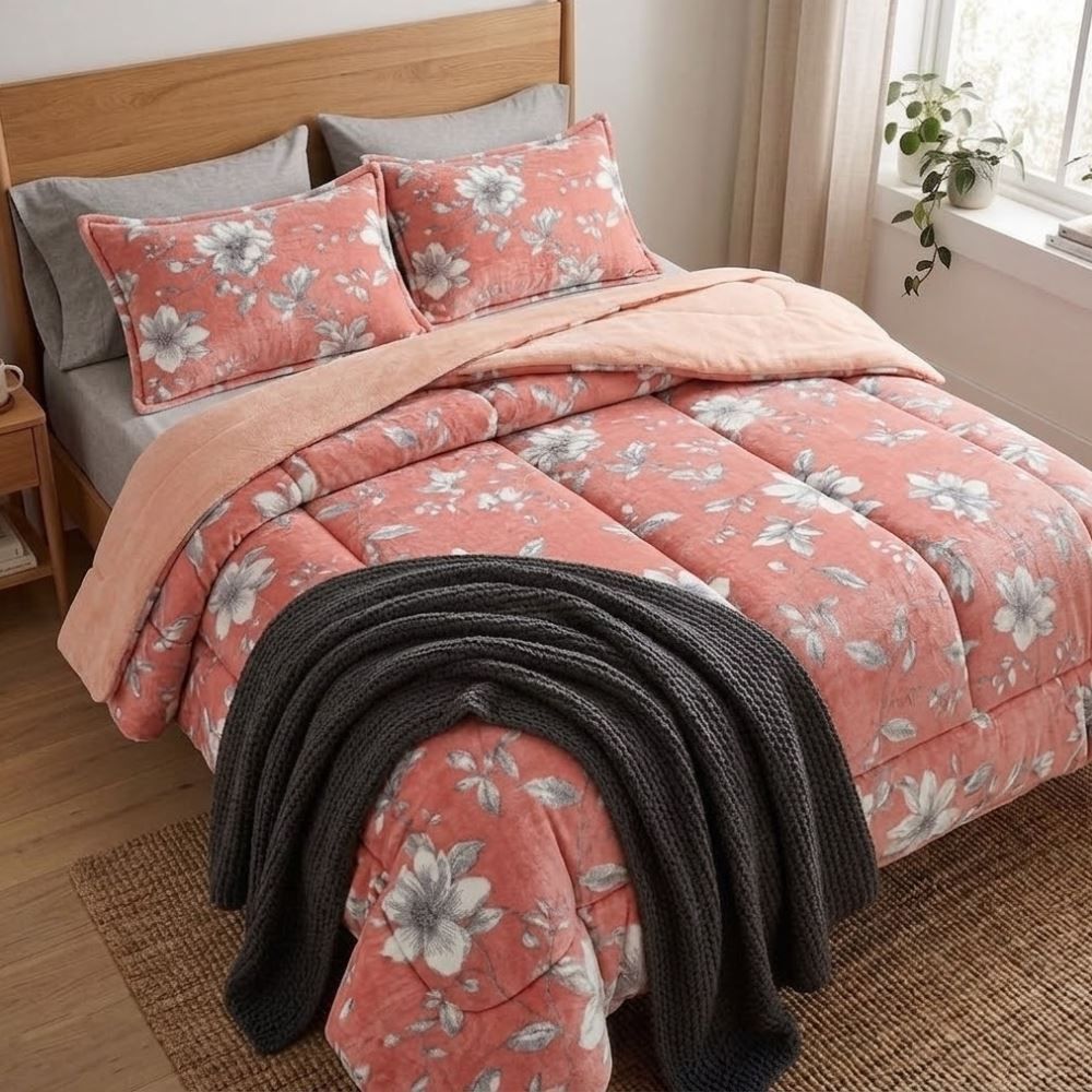 Edredom Queen Plush Inove Provence Havan Casa - Livia Floral Rosa