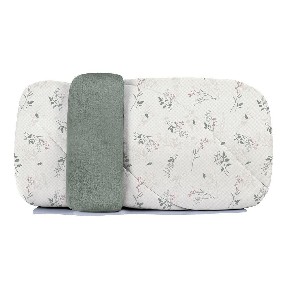 Edredom Solteiro Dupla Face Malha Blend Altenburg  - Olivia Floral Verde