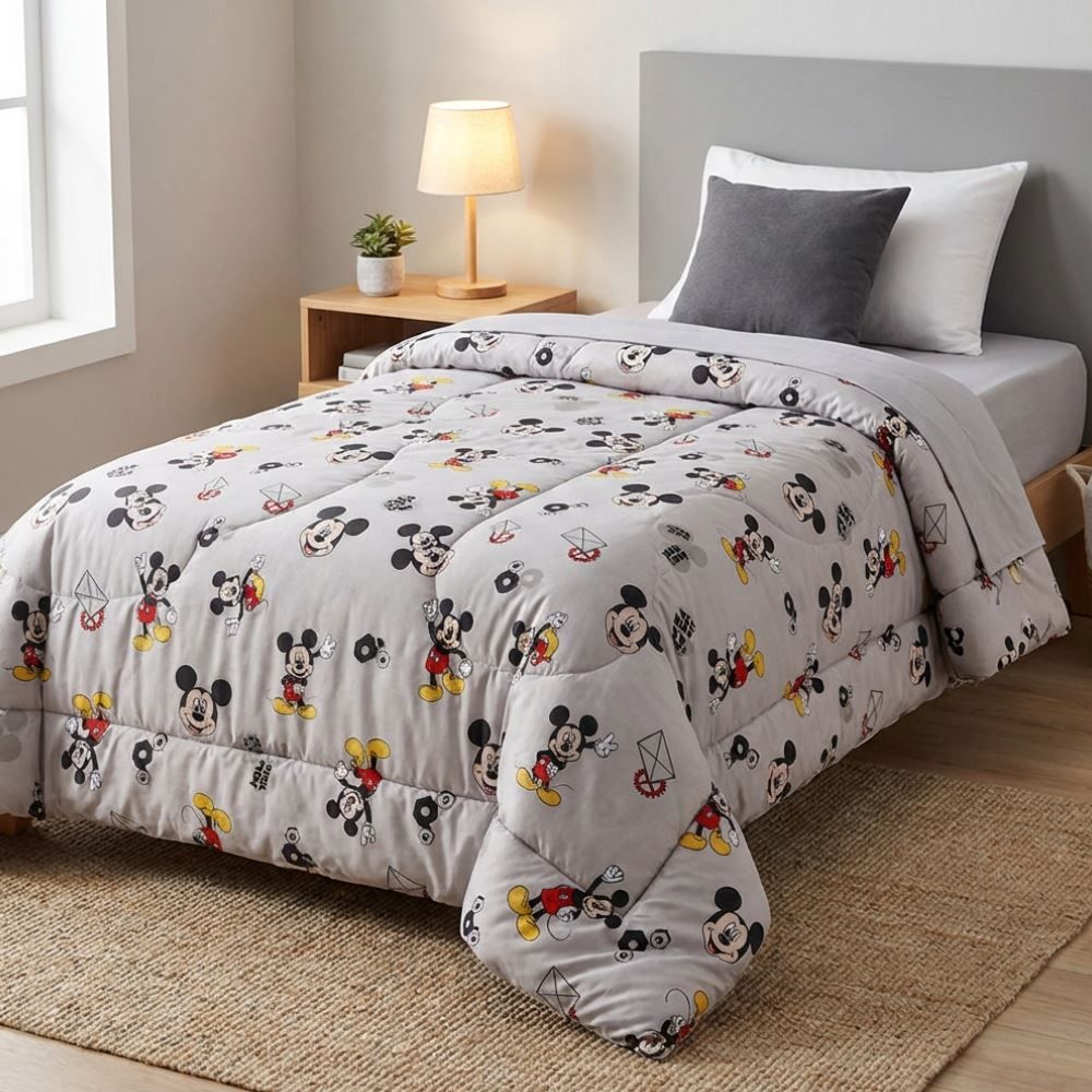 Edredom Solteiro 100% Poliéster Disney Hedrons - Mickey Work Rotativo