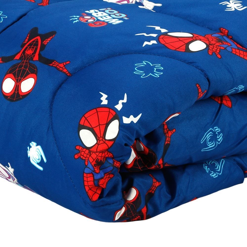 Edredom Solteiro 100% Poliéster Disney Hedrons - Spidey Webs Rotativo