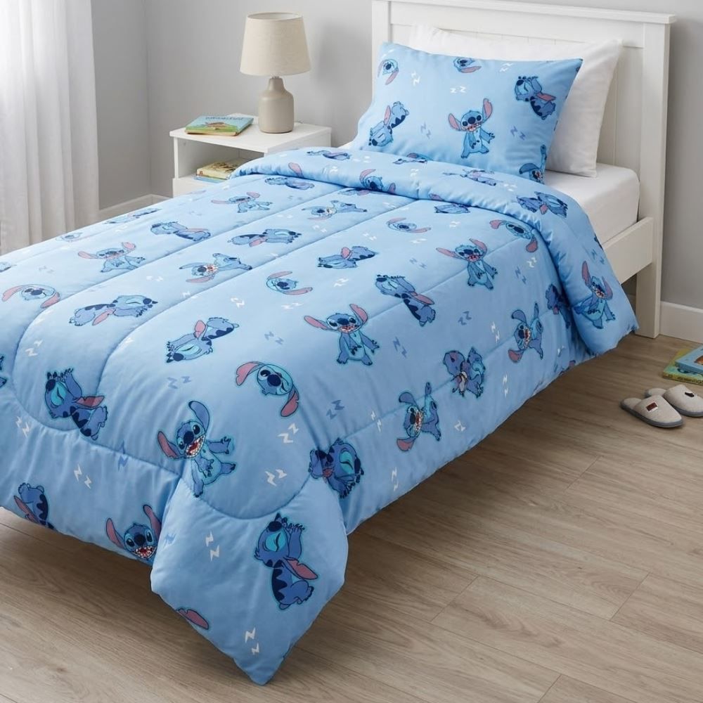 Edredom Solteiro 100% Poliéster Disney Hedrons - Stitch Nope Rotativo