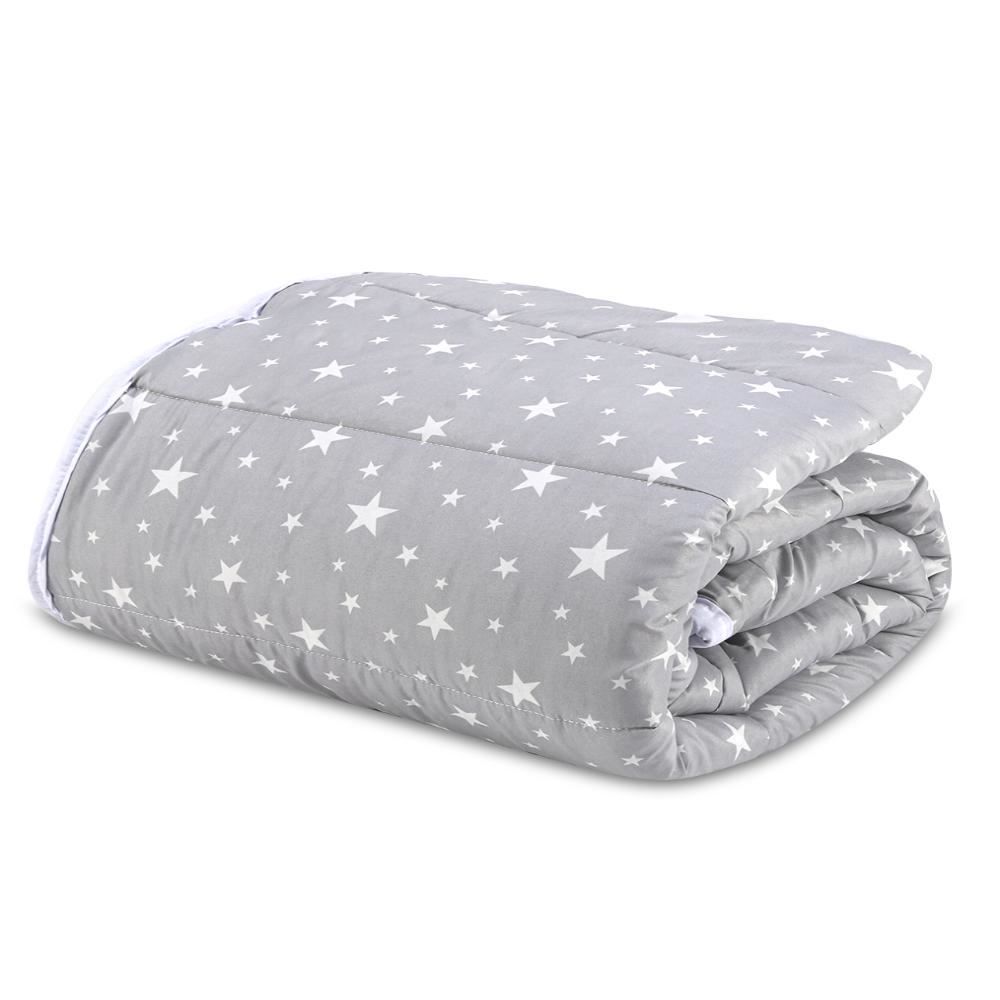 Edredom Solteiro Microfibra 100% Poliéster Kids Solecasa - Estrelas Cinza