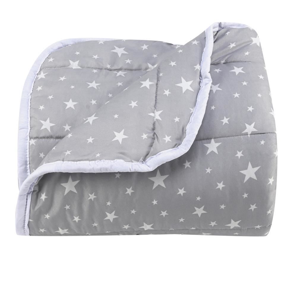 Edredom Solteiro Microfibra 100% Poliéster Kids Solecasa - Estrelas Cinza