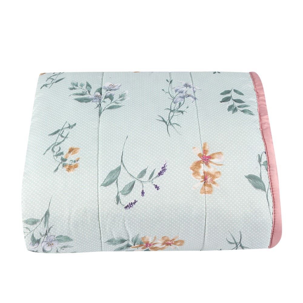 Edredom Solteiro Plush E Dupla Face Napoli Havan Casa - Floral Verde