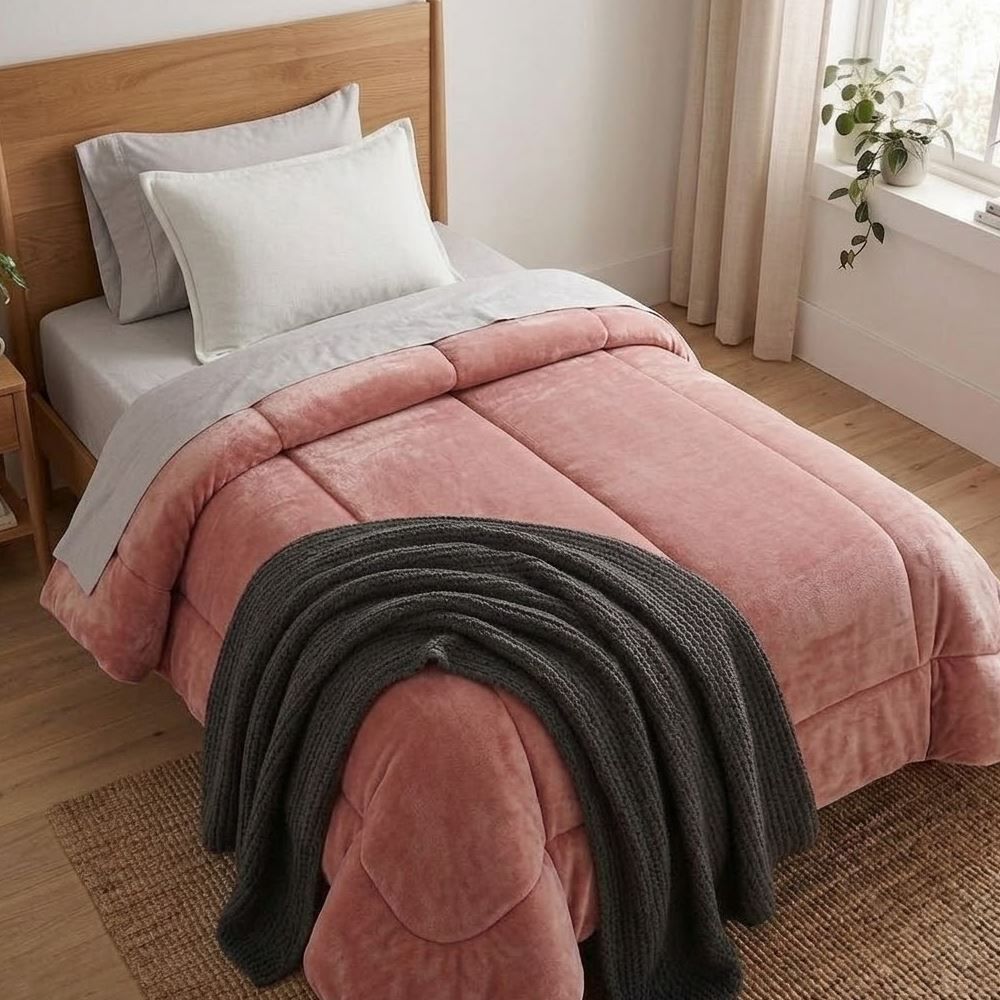 Edredom Solteiro Plush Inove Provence Havan Casa - Argila