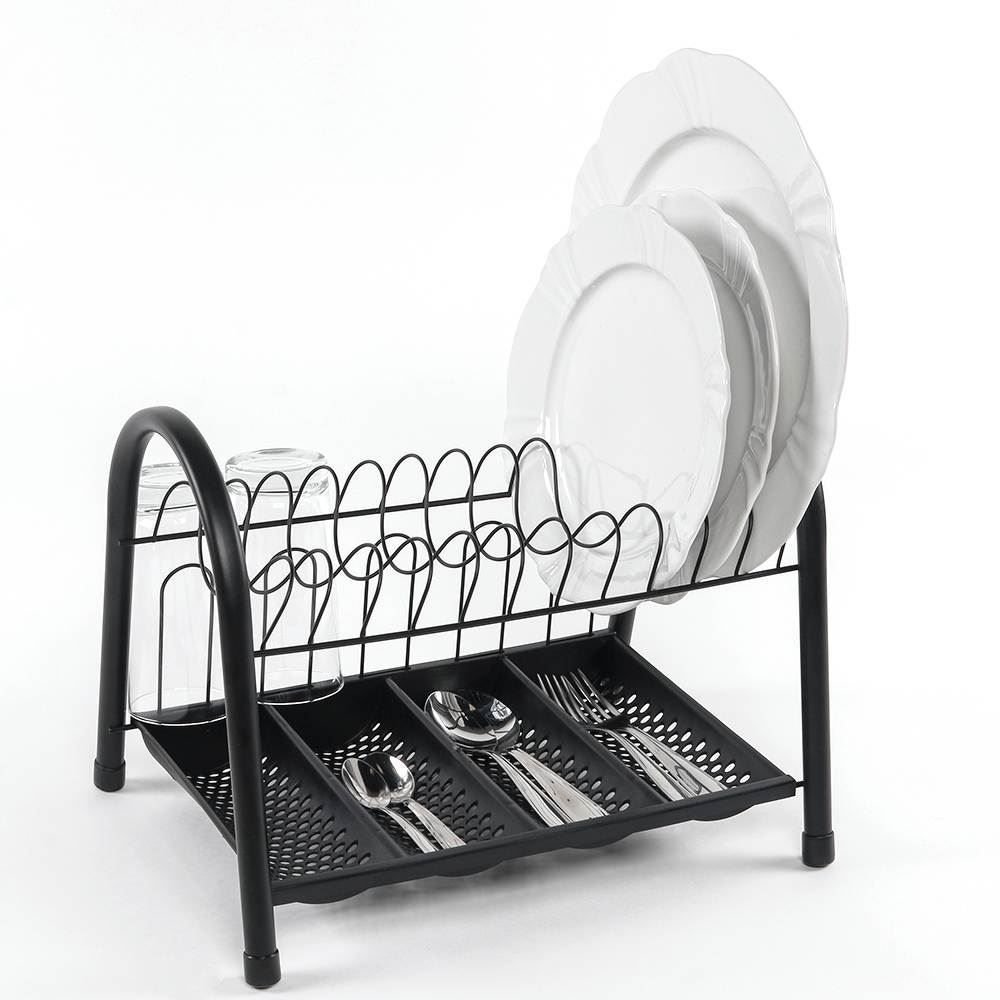 Escorredor Duplo Com Bandeja De Talheres Arthi - Preto