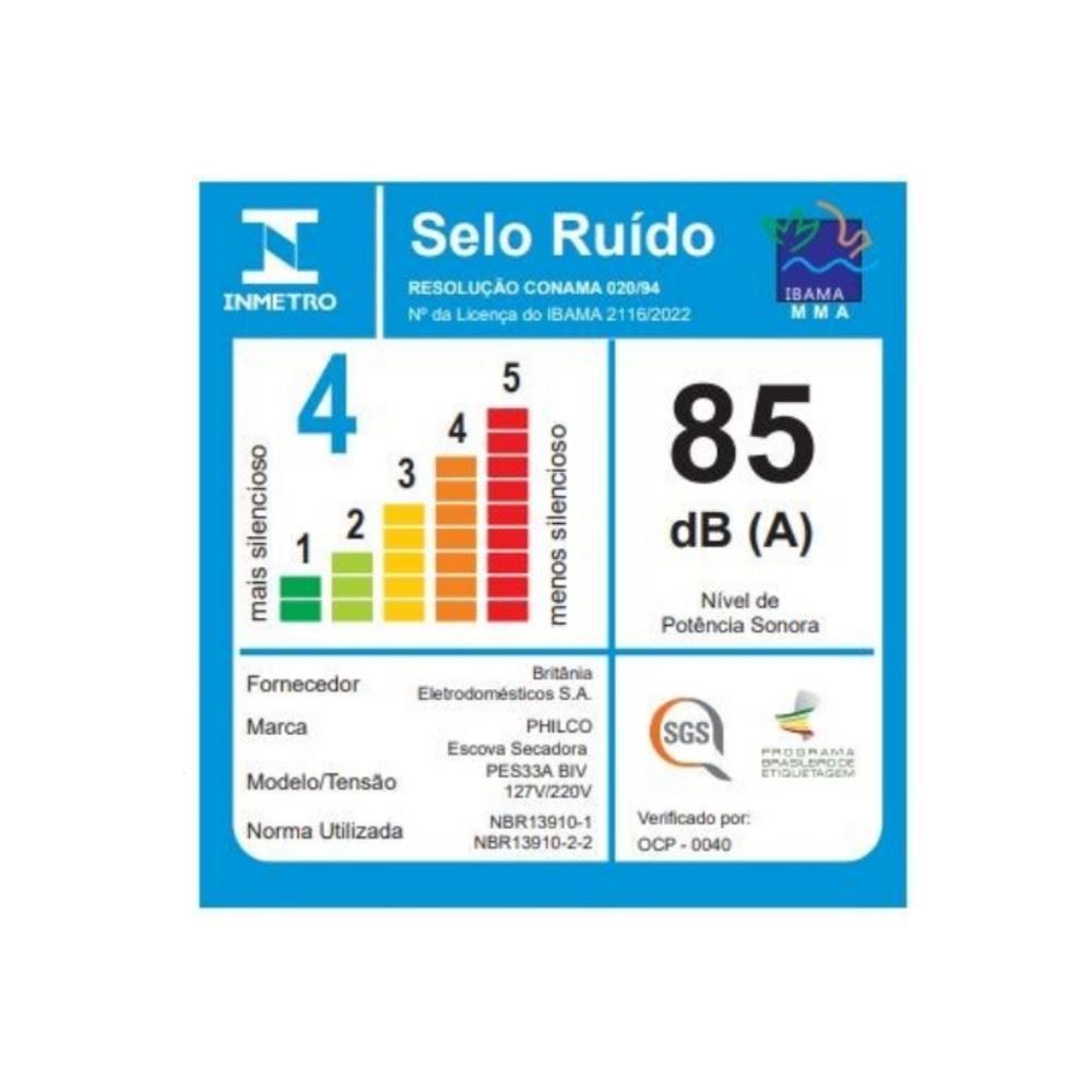 Escova Secadora Philco Bivolt 1300W Íons Tourmaline Pes33a