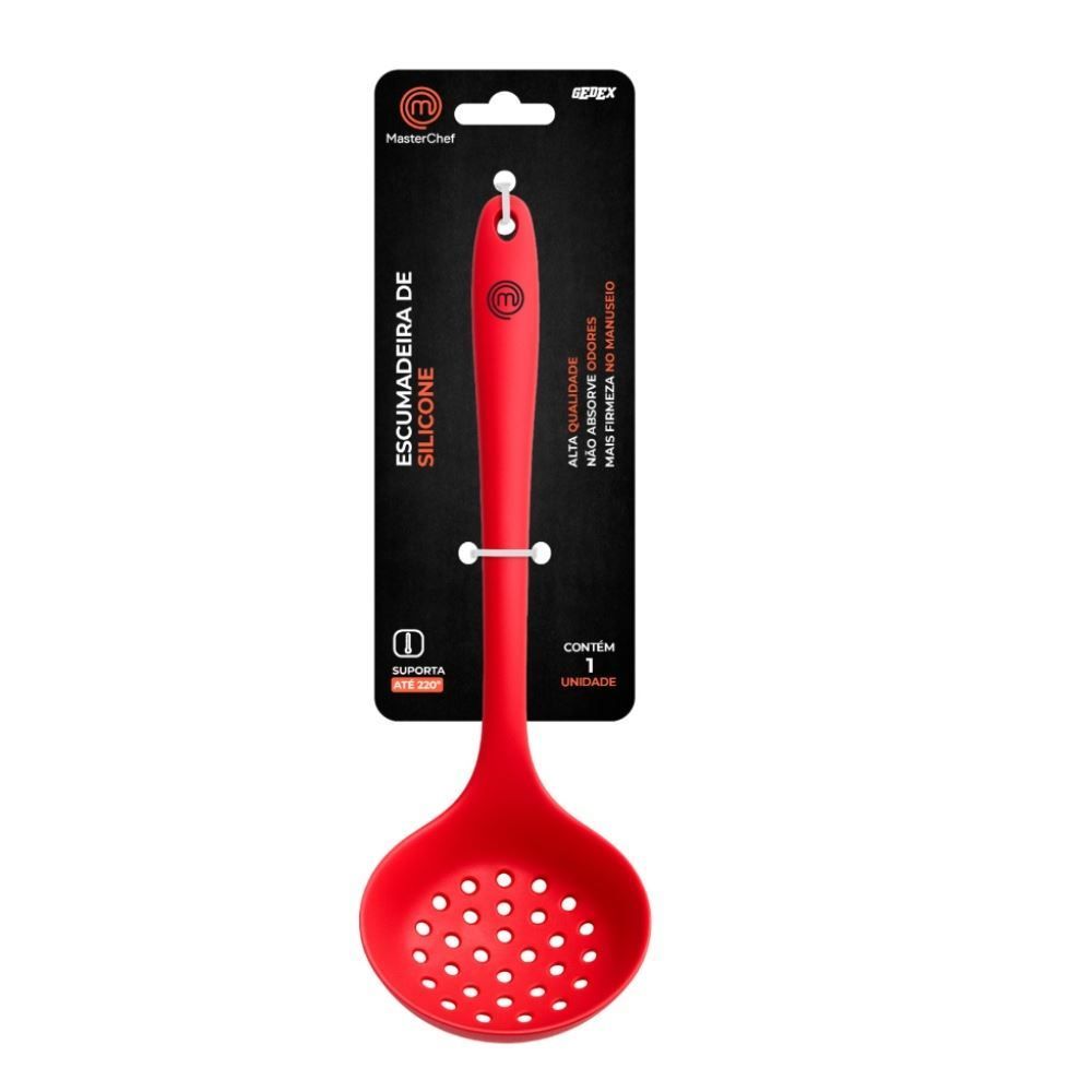 Escumadeira de Silicone Masterchef 30 cm Gedex - Vermelho