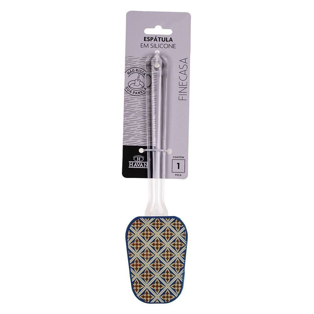 Espátula De Silicone Estampada 25Cm Solecasa - Azul Losango