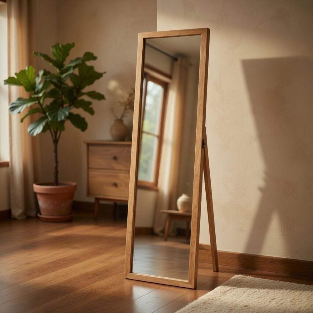Espelho de Chão com Suporte 37X157cm Imbuia - Euro Quadros