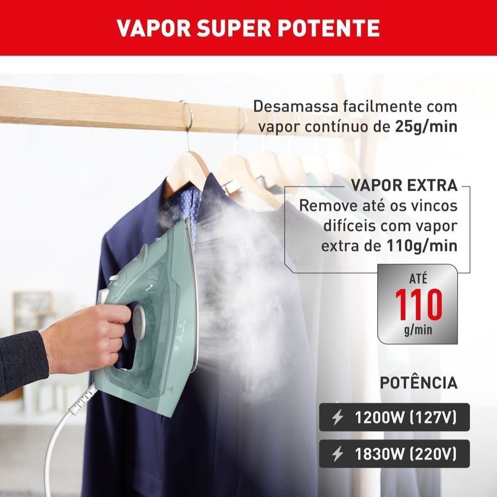 Ferro a Vapor Ecogliss Protect com Modo ECO e Desligamento Automático