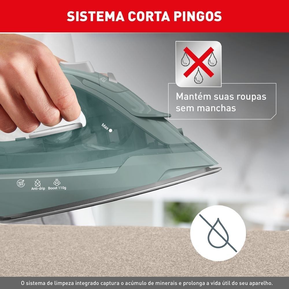 Ferro a Vapor Ecogliss Protect com Modo ECO e Desligamento Automático