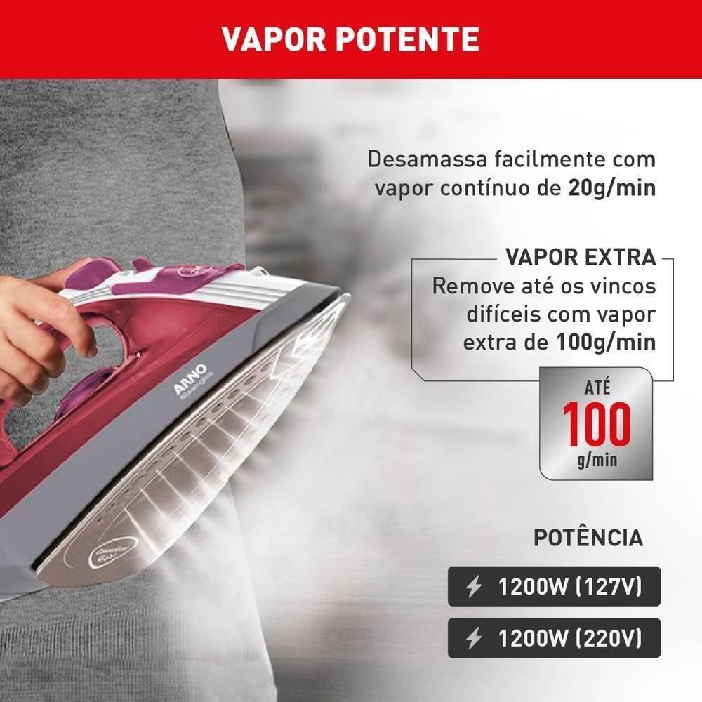 Ferro De Passar A Vapor Arno Steamgliss Com Base Cerâmica FSGC