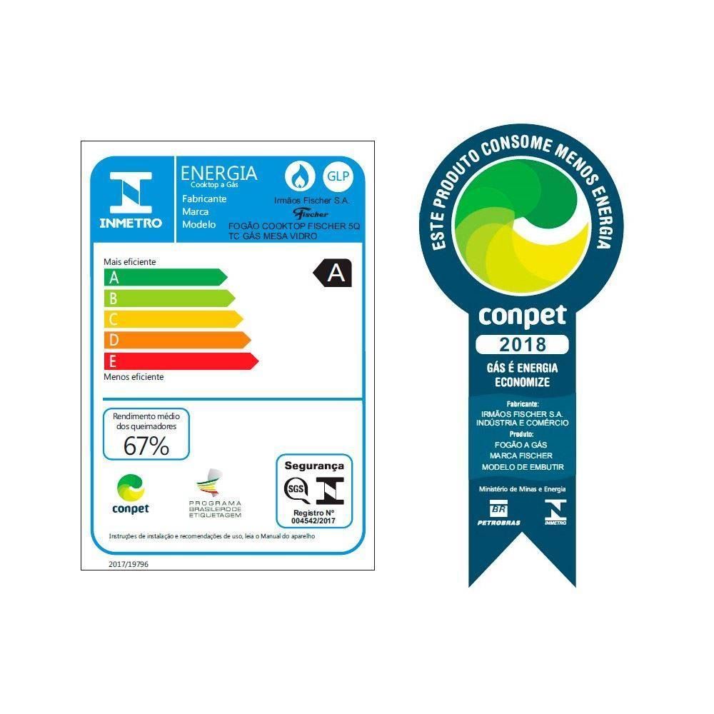 Fogão Cooktop 5 Bocas Tripla Chama Fischer 1743 - Bivolt