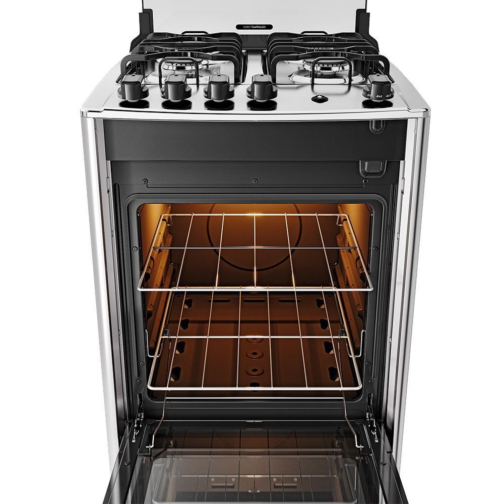 Fogão De Piso 4 Bocas Dako Inox Magister Preto - Bivolt