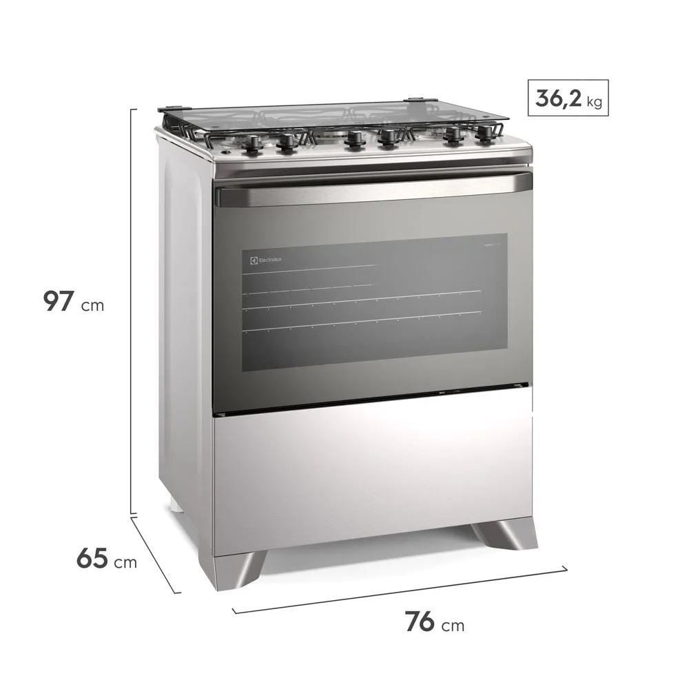 Fogão de Piso 5 Bocas Electrolux Cinza Efficient Fe5ig