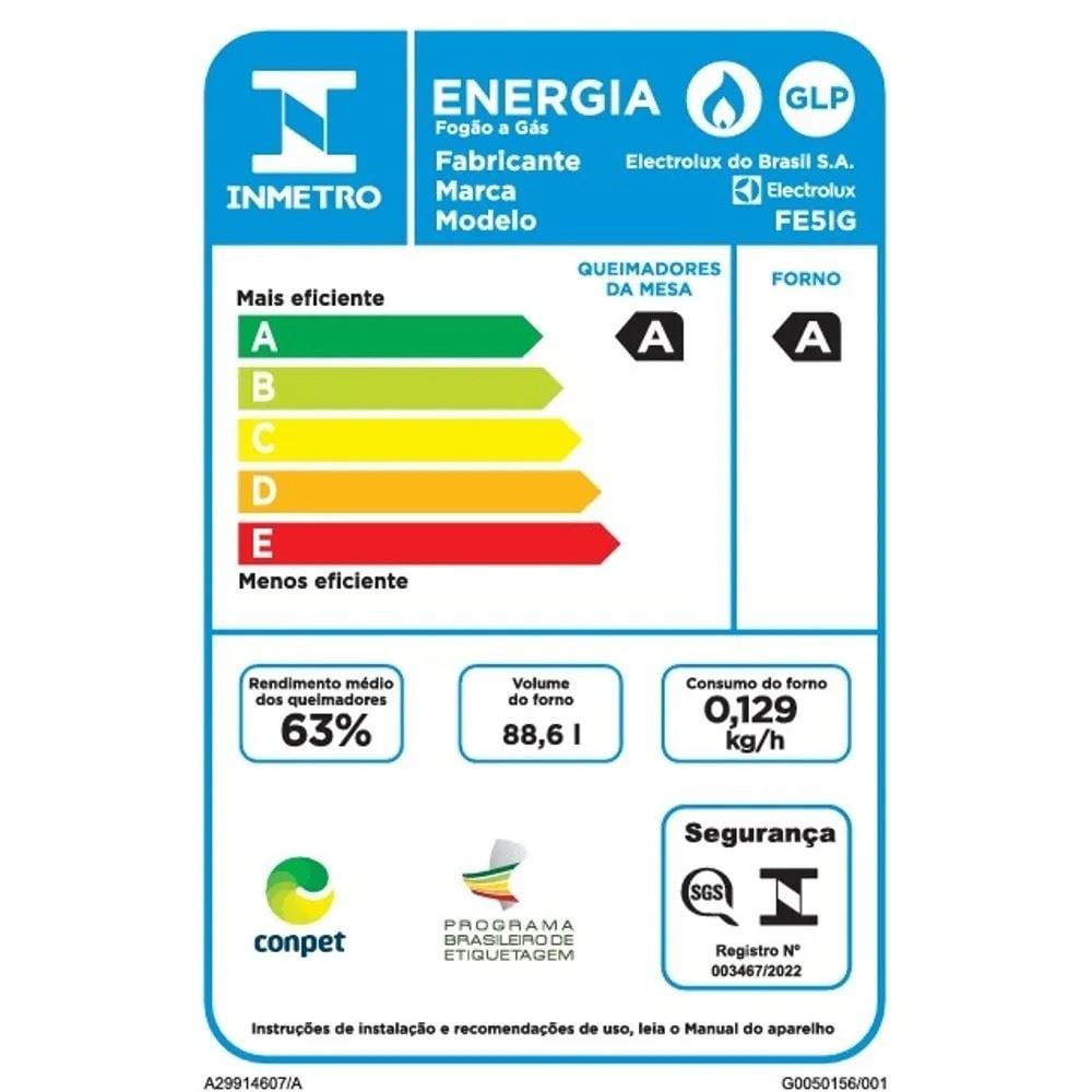 Fogão de Piso 5 Bocas Electrolux Cinza Efficient Fe5ig