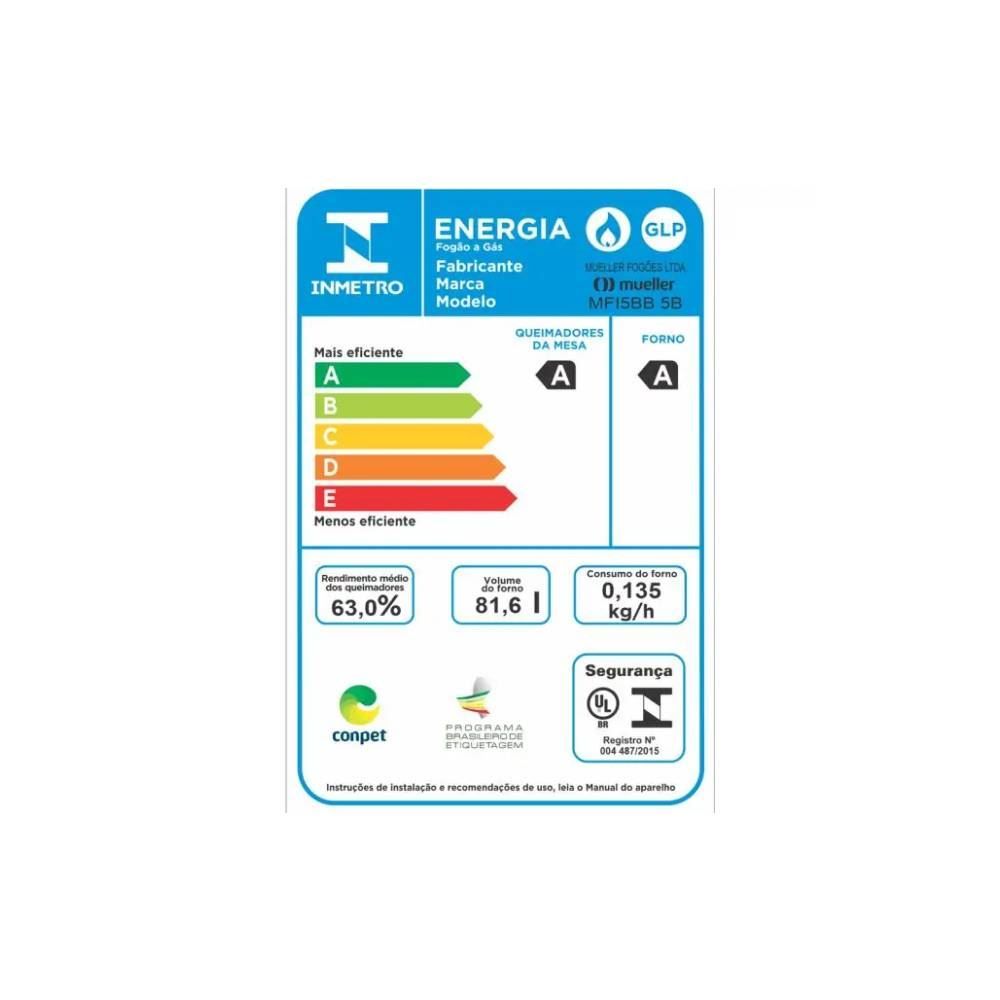 Fogão De Piso Mueller Titânio Com 5 Bocas Mesa Aço Inox Mfi5bb - Bivolt