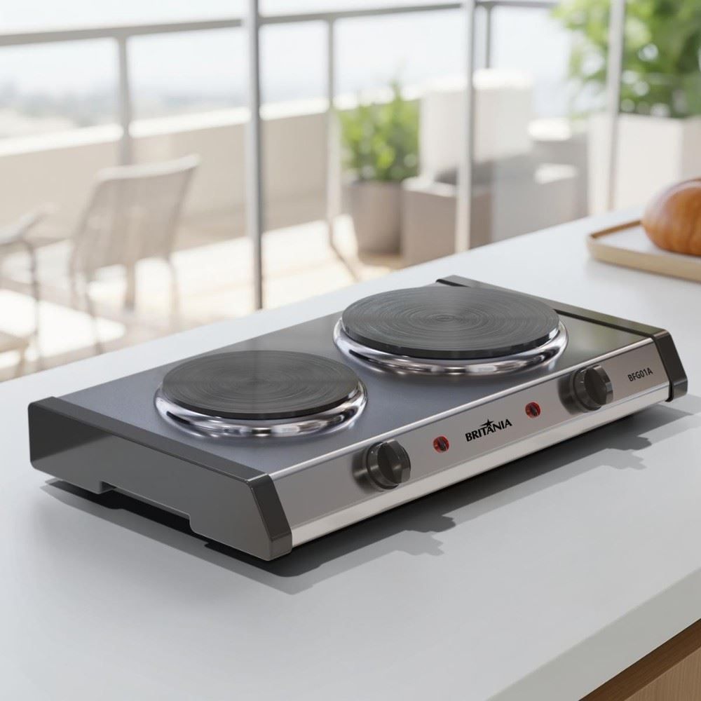 Fogão Elétrico Britânia 2 Bocas Aço Inox BFG01A