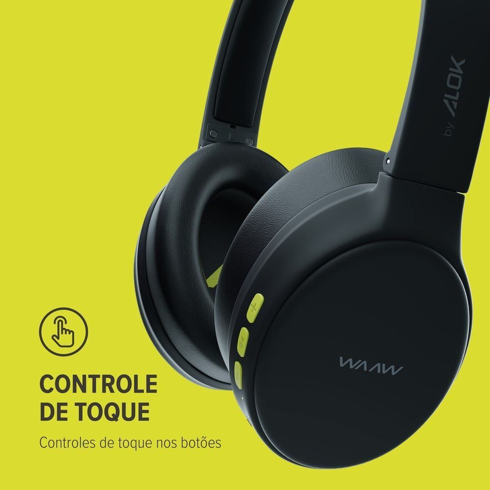 Fone de Ouvido Waaw by Alok Bluetooth Sense 200Hb - Preto