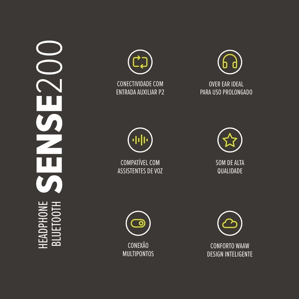 Fone de Ouvido Waaw by Alok Bluetooth Sense 200Hb - Preto
