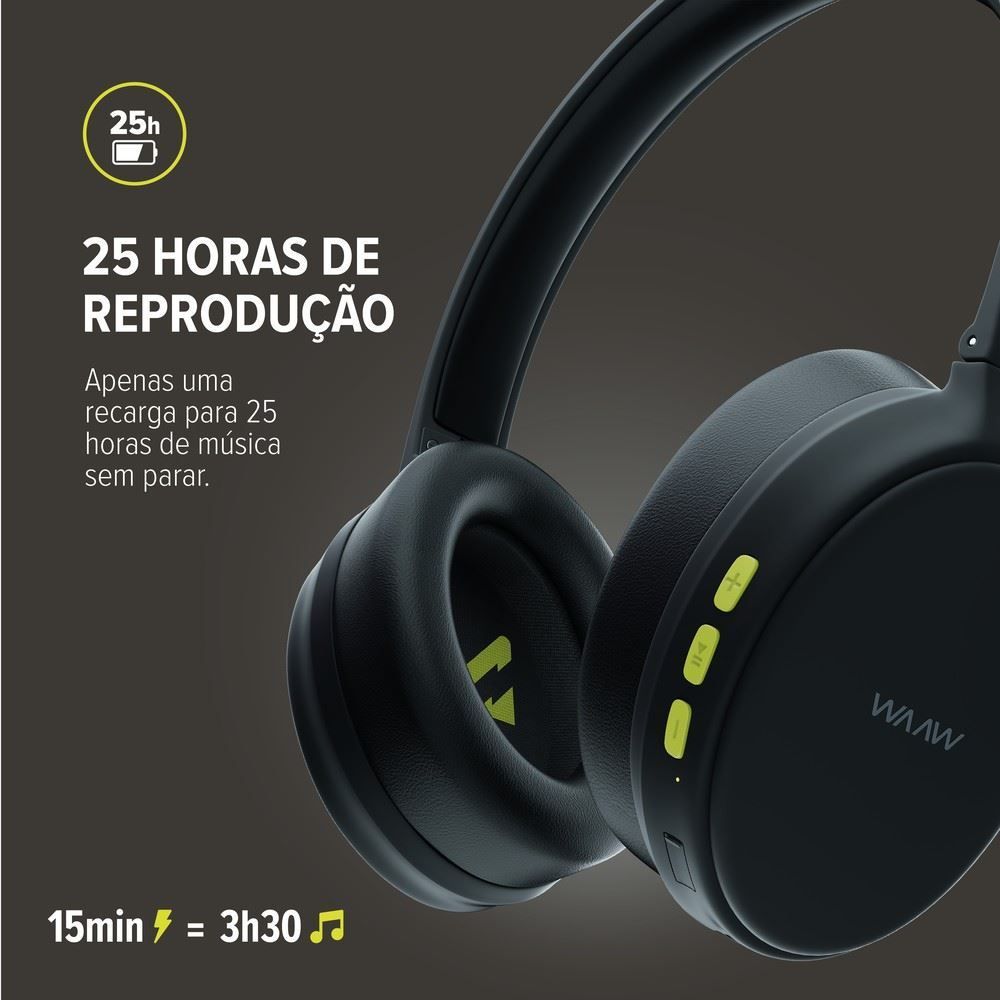 Fone de Ouvido Waaw by Alok Bluetooth Sense 200Hb - Preto