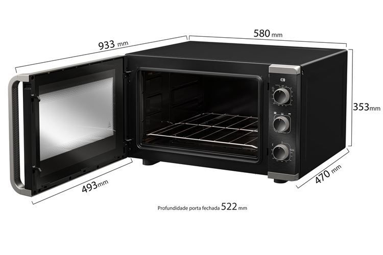 Forno Elétrico Mueller Mfb50k 50 Litros Preto Com Grill