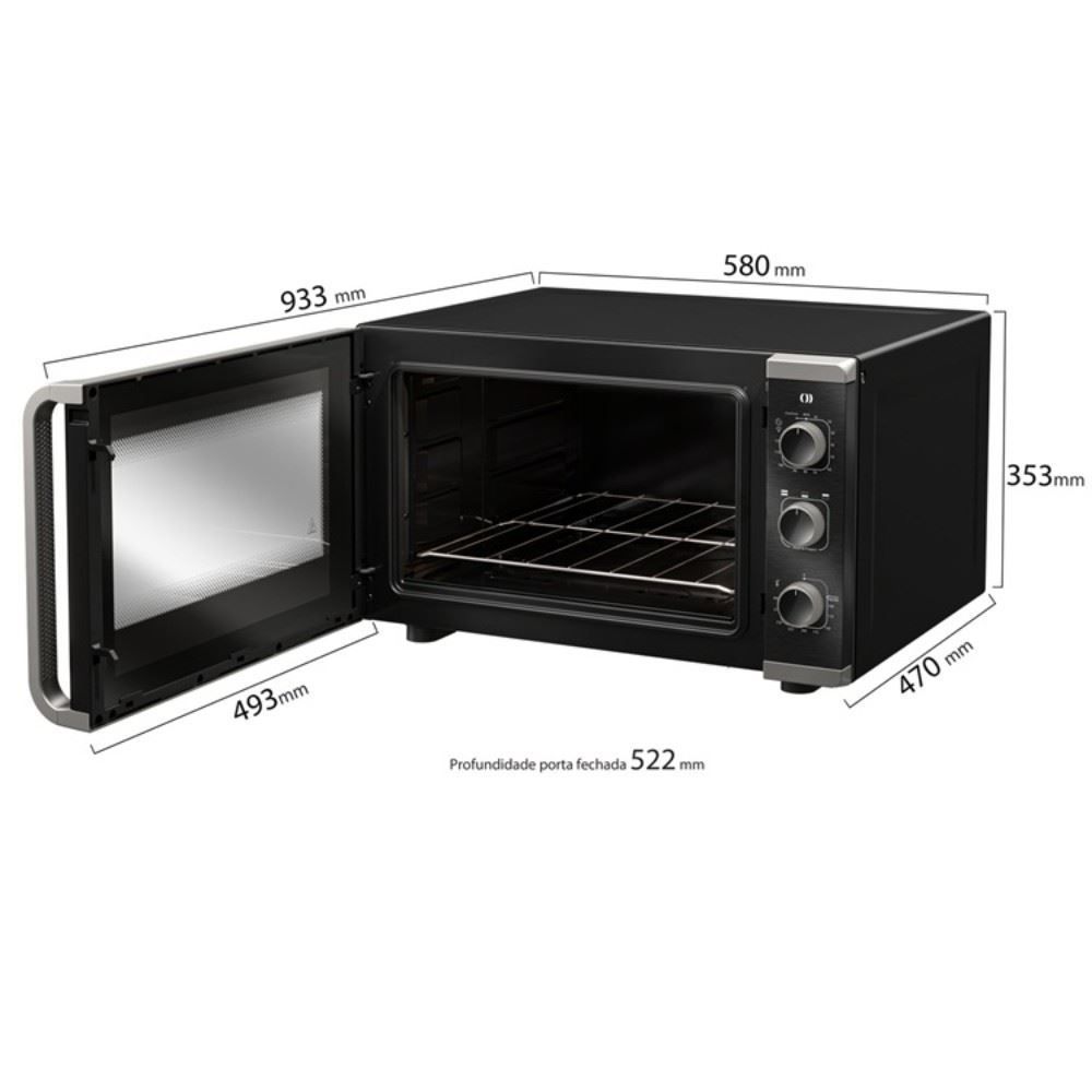Forno Elétrico Mueller Mfb50k 50 Litros Preto Com Grill