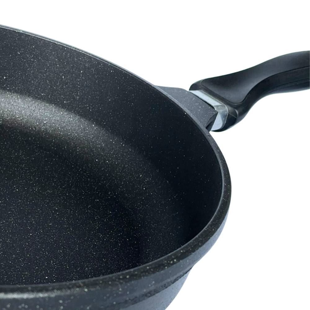 Frigideira Cava Antiaderente Com Tampa De Vidro 20Cm - PRETO