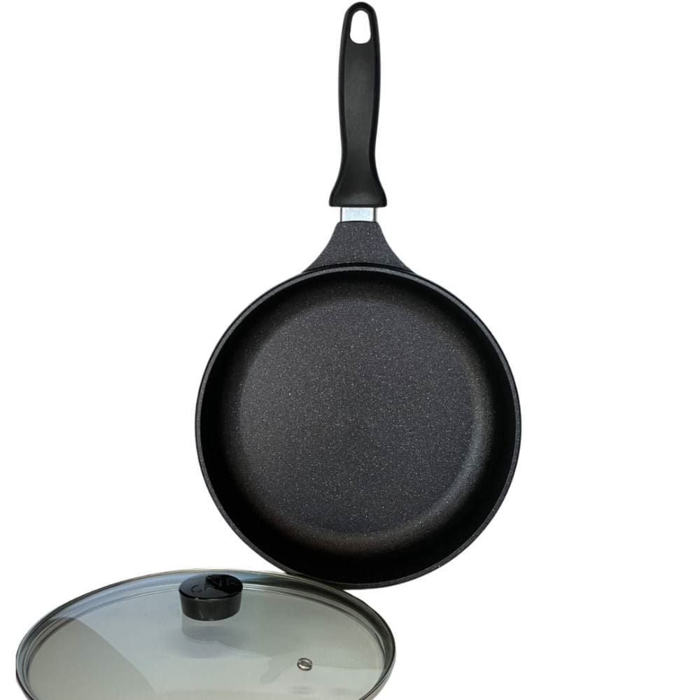Frigideira Cava Antiaderente Com Tampa De Vidro 20Cm - PRETO