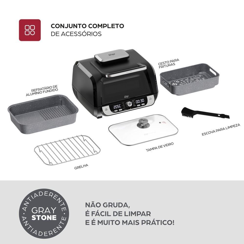 Fritadeira Air Fryer Elétrica Wap 12 em 1 Barbecue