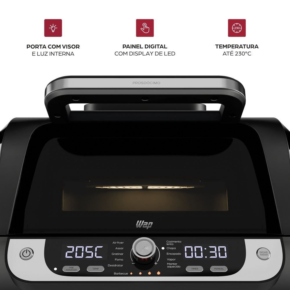 Fritadeira Air Fryer Elétrica Wap 12 em 1 Barbecue