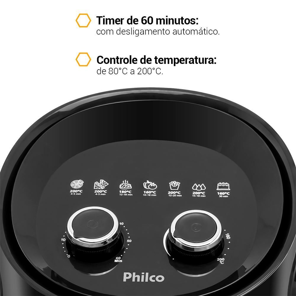 Fritadeira Air Fryer Gourmet Black 4,4 Litros Philco PFR15PG