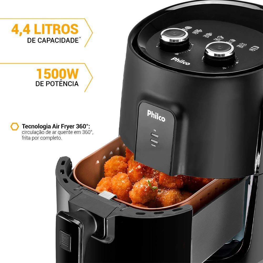 Fritadeira Air Fryer Gourmet Black 4,4 Litros Philco PFR15PG