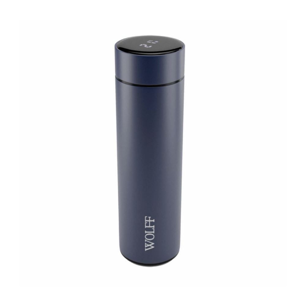 Garrafa Inox Com Termômetro Led Wolf 500 Ml - Azul
