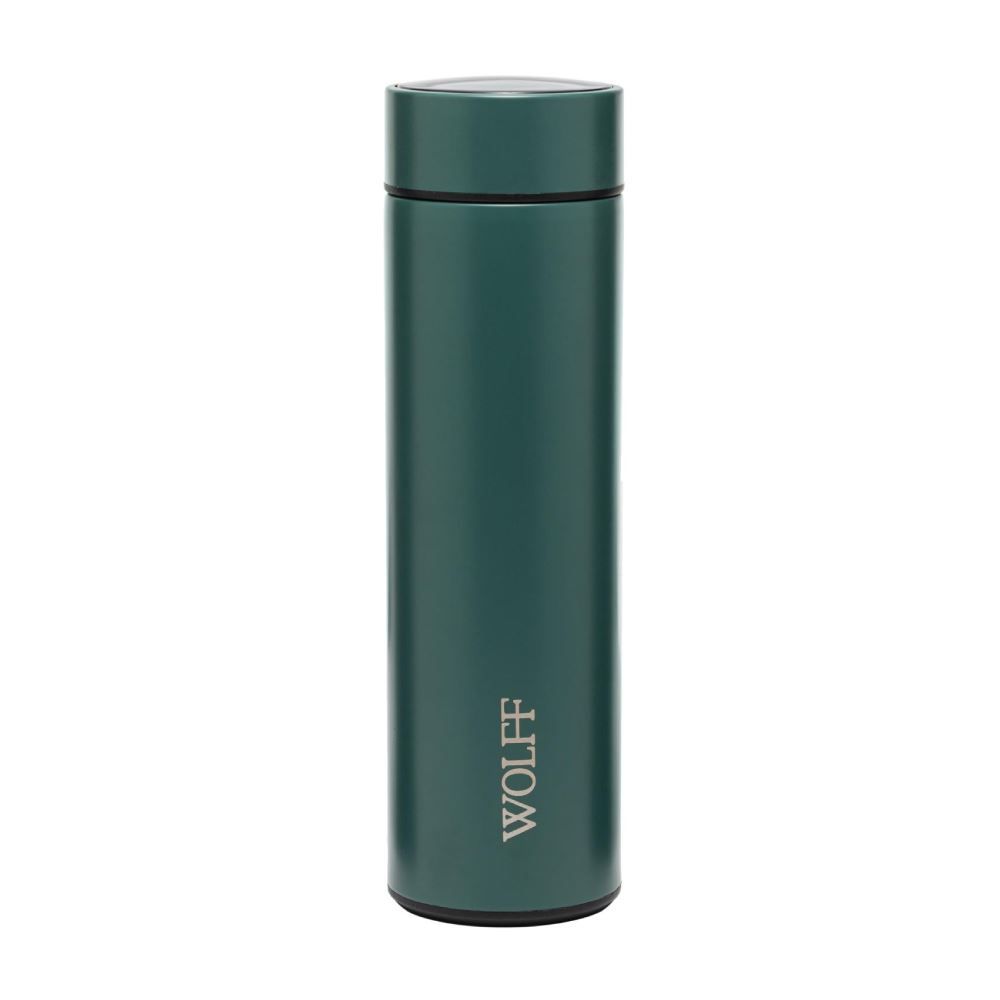 Garrafa De Água Inox Com Termômetro Led 500 Ml Wolff - Verde