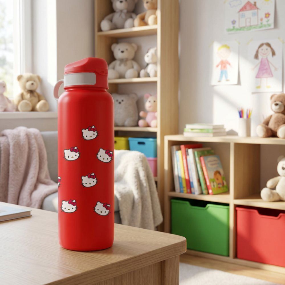 Garrafa Squeeze Hello Kitty 1 Litro Bandeirante - Vermelho
